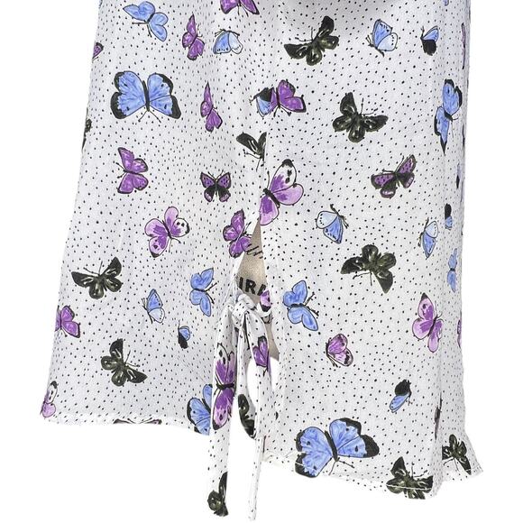 Como Black (M) Ruffle Hem Tie Side Open Upper Back Butterfly Top Blouse - Picture 5 of 12